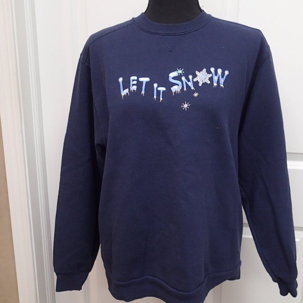 "Let It Snow" Blue Womens Sweatshirt size Medium